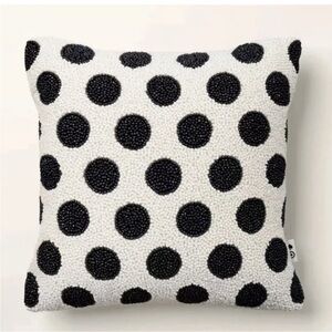 Kate spade x Target beaded polka dot square throw pillow 2x12 cream/black NWT